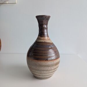 Handcrafted Ceramic Vase - Artist Signed - Brown and Tan